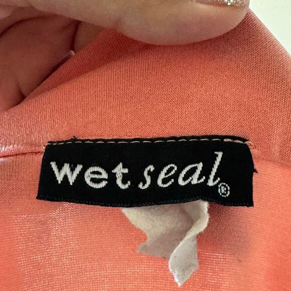 2000s coral wet seal baby doll style neck tie detail blouse - Picture 4 of 4